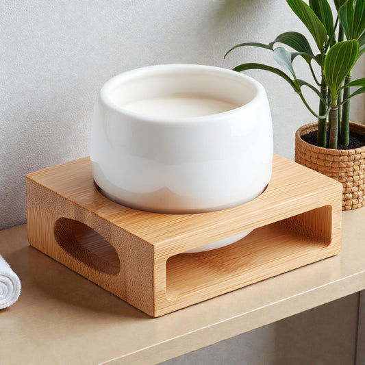 Kirovex Bamboo Stand Ceramic Oil Burner - Detachable