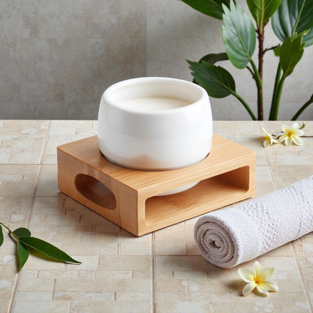 Kirovex Bamboo Stand Ceramic Oil Burner - Detachable
