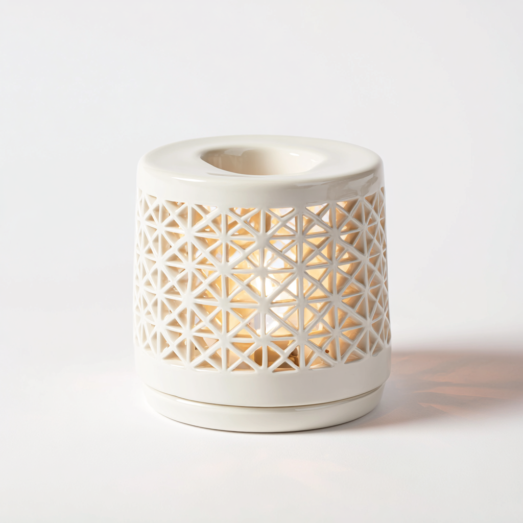 Kirovex Geometric Cutout Ceramic Oil Burner - White