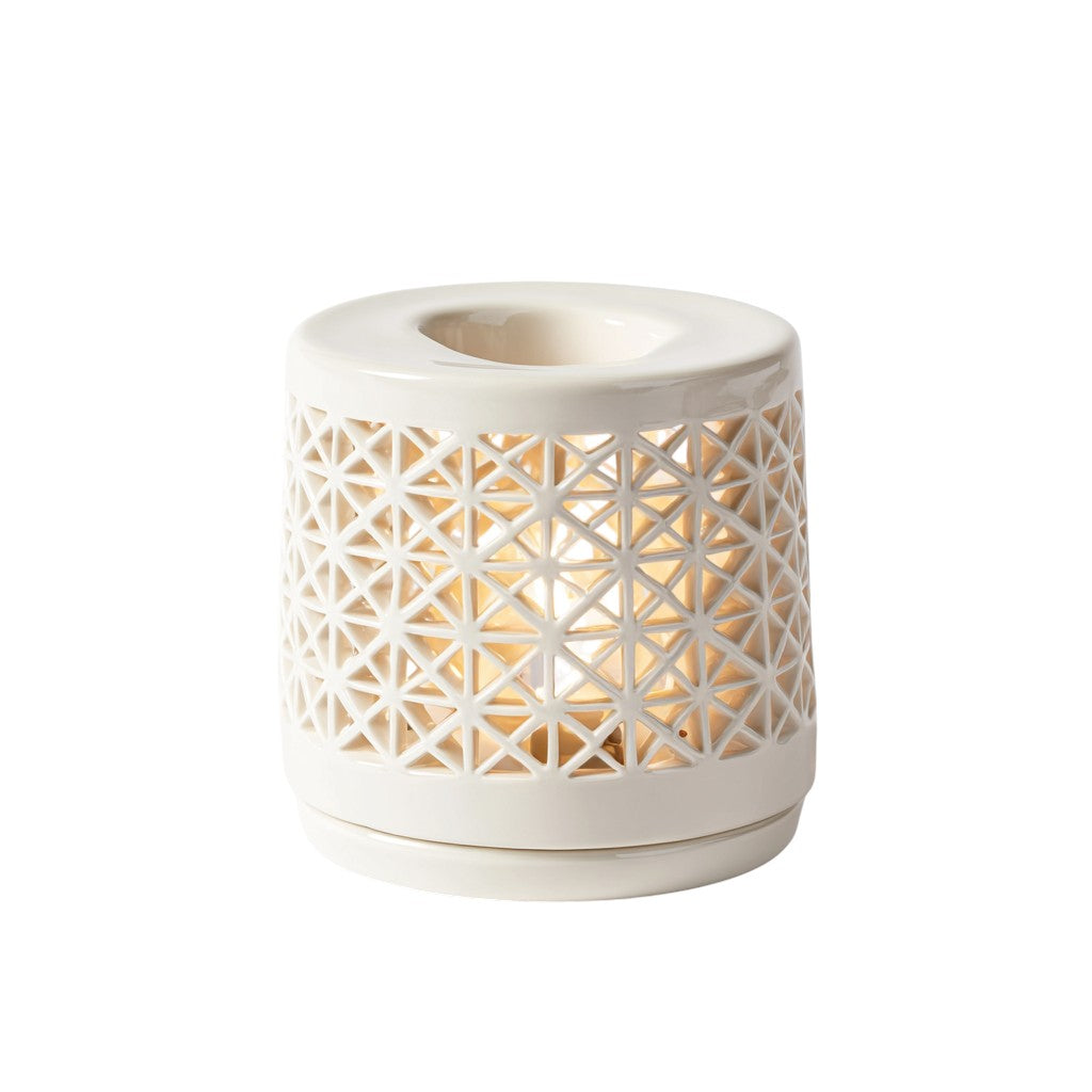 Kirovex Geometric Cutout Ceramic Oil Burner - White