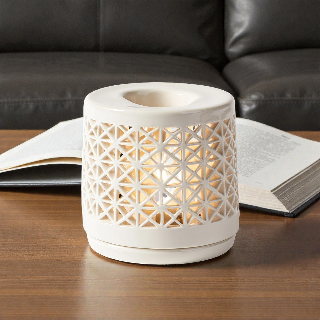 Kirovex Geometric Cutout Ceramic Oil Burner - White
